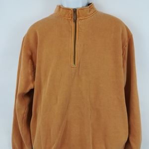 Orvis Mens Apricot Mock Neck  Sweater Size Large